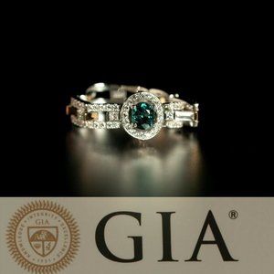 Natural Alexandrite Diamond 18k Multitone Gold Ring, GIA certified